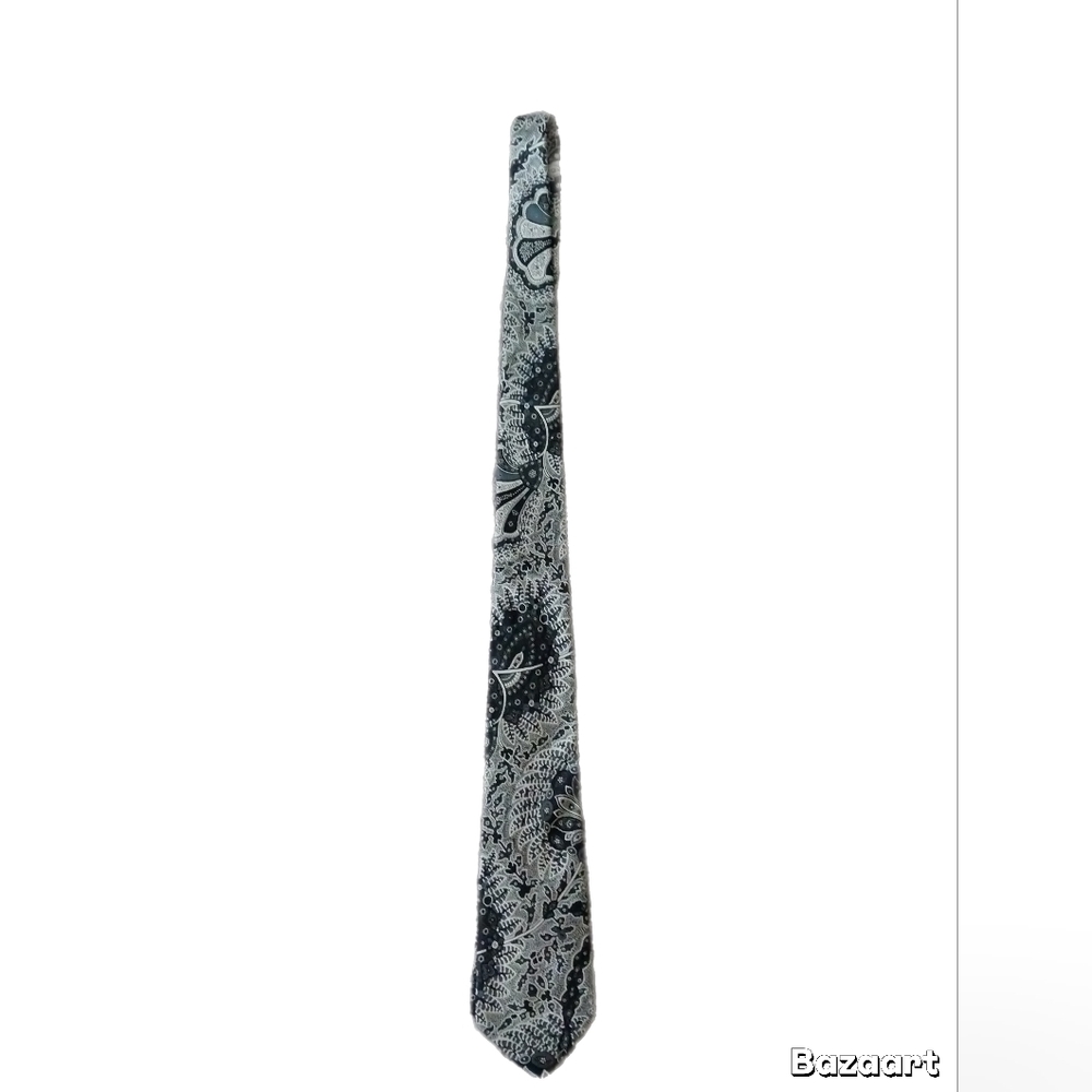 Elegant VIntage Yves Saint Laurent Black and Gray Paisley Tie